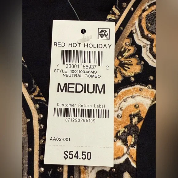 JM Collection Black and Gold Graphic Tunic - Picture 6 of 8